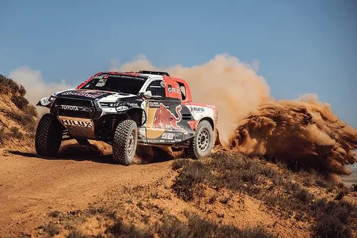 Nasser Al-Attiyah & Mathieu Baumel racing at Baja Aragon during the SS3 in Teruel, Spain on July 24, 2022 // Marian Chytka / Red Bull Content Pool // SI202207241001 // Usage for editorial use only //