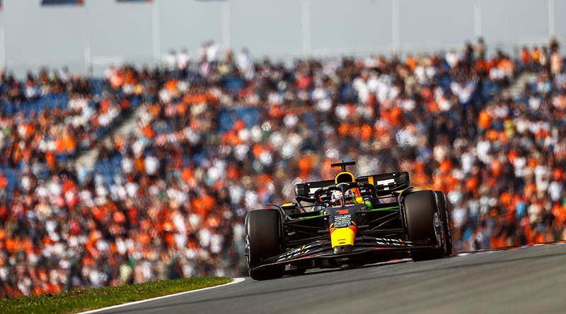 CIRCUIT ZANDVOORT, NETHERLANDS - AUGUST 25: Max Verstappen, Red Bull Racing RB19 during the Dutch GP at Circuit Zandvoort on Friday August 25, 2023 in North Holland, Netherlands. (Photo by Andy Hone / LAT Images)