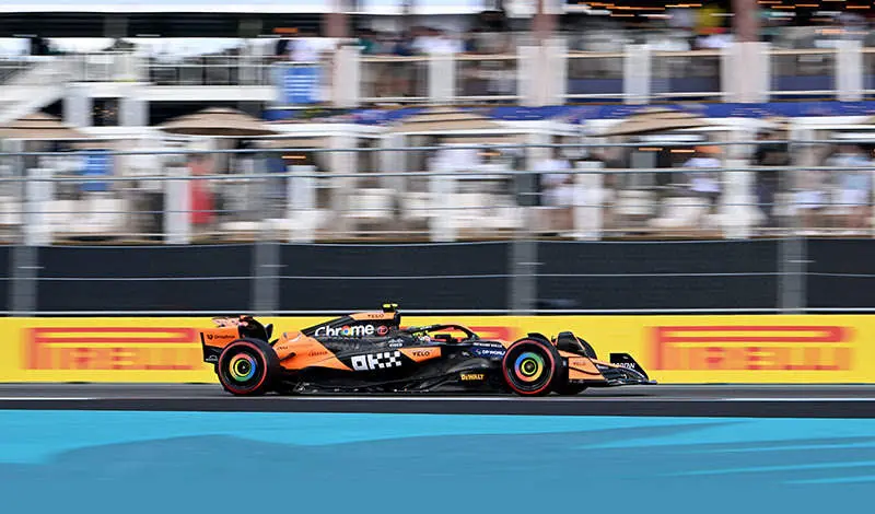 MIAMI INTERNATIONAL AUTODROME, UNITED STATES OF AMERICA - MAY 03: Lando Norris, McLaren MCL38 during the Miami GP at Miami International Autodrome on Friday May 03, 2024 in Miami, United States of America. (Photo by Mark Sutton / LAT Images)