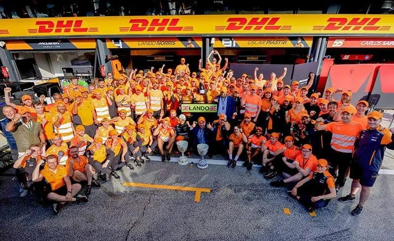 McLaren team photo in celebration of Lando Norris, McLaren F1 Team, 1st position