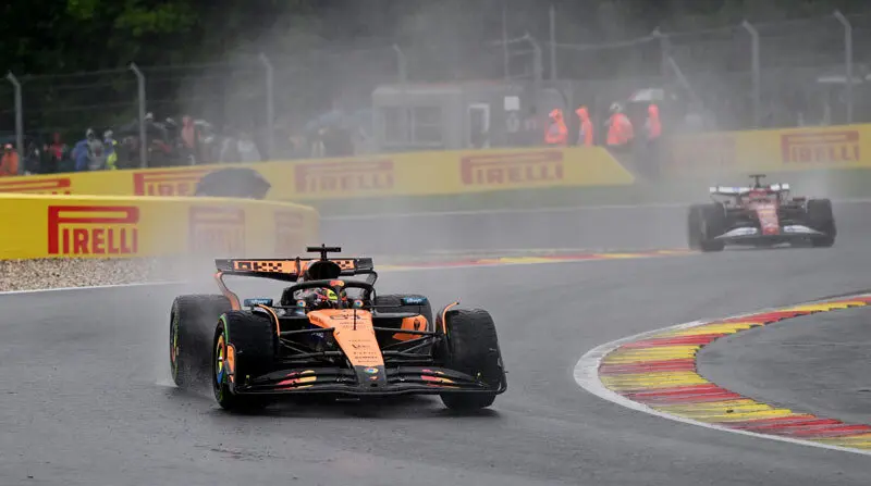 SPA, BELGIUM - JULY 27: Oscar Piastri of Australia driving the (81) McLaren MCL39 Mercedes on track during the F1 Grand Prix of Belgium at Circuit de Spa-Francorchamps on July 27, 2025 in Spa, Belgium. (Photo by Sam Bagnall/Sutton Images)