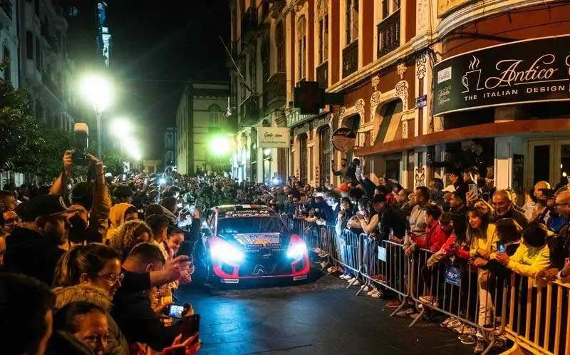 Adrien Fourmaux (FRA) and Alexandre Coria (FRA) of team HYUNDAI SHELL MOBIS WORLD RALLY TEAM are seen during the World Rally Championship Spain in Gran Canaria, Spain on April 24, 2025. // Jaanus Ree / Red Bull Content Pool // SI202504250008 // Usage for editorial use only //