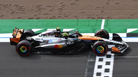 NORTHAMPTON, ENGLAND - JULY 04: Lando Norris of Great Britain driving the (4) McLaren MCL39 Mercedes on track during practice ahead of the F1 Grand Prix of Great Britain at Silverstone Circuit on July 04, 2025 in Northampton, England. (Photo by Sam Bagnall/Sutton Images)