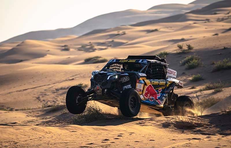 Francisco Chaleco Lopez (CHL) and Juan Pablo Latrach Vinagre (CHL) of Red Bull Can-Am Factory Racing race during stage 05 of Rally Dakar 2024 from Al Hofuf to Shubaytah, Saudi Arabia on January 10, 2024 // Marcelo Maragni / Red Bull Content Pool // SI202401100408 // Usage for editorial use only //