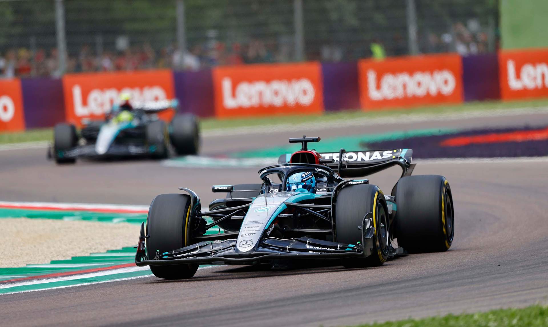 Formel 1 - Mercedes-AMG Petronas Motorsport, Großer Preis der Emilia Romagna 2024. George Russell 

Formula One - Mercedes-AMG Petronas Motorsport, Emilia Romagna GP 2024. George Russell