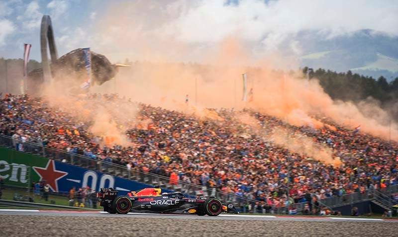 Max Verstappen races during the 10th Stop of the FIA Formula One World Championship at the  Red Bull Ring in Spielberg, Austria on July 1, 2023 // Philip Platzer / Red Bull Ring // SI202307010987 // Usage for editorial use only //