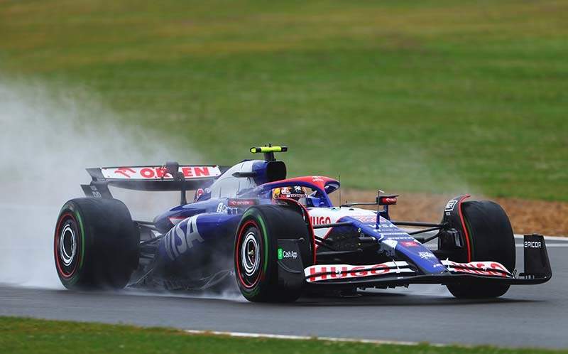 NORTHAMPTON, ENGLAND - JULY 06: Yuki Tsunoda of Japan driving the (22) Visa Cash App RB VCARB 01 on track during final practice ahead of the F1 Grand Prix of Great Britain at Silverstone Circuit on July 06, 2024 in Northampton, England. (Photo by Getty Images/Getty Images) // Getty Images / Red Bull Content Pool // SI202407060258 // Usage for editorial use only //