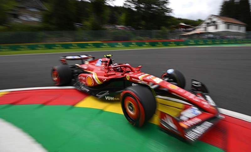 CIRCUIT DE SPA FRANCORCHAMPS, BELGIUM - JULY 26: Carlos Sainz, Ferrari SF-24 during the Belgian GP at Circuit de Spa Francorchamps on Friday July 26, 2024 in Spa, Belgium. (Photo by Sam Bagnall / LAT Images)