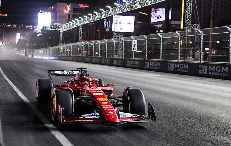 16 LECLERC Charles (mco), Scuderia Ferrari SF-24, action during the Formula 1 Heineken Silver Las Vegas Grand Prix 2024, 22th round of the 2024 Formula One World Championship from November 21 to 23, 2024 on the Las Vegas Strip Circuit, in Las Vegas, United States of America - Photo Antonin Vincent / DPPI
