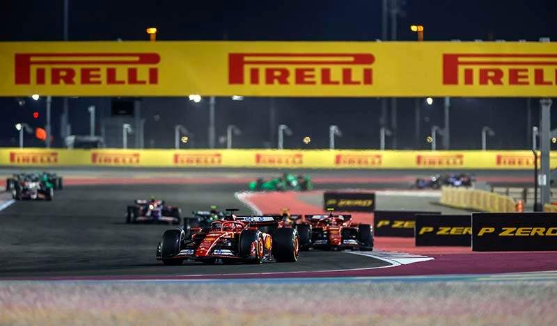 LOSAIL INTERNATIONAL CIRCUIT, QATAR - DECEMBER 01: Charles Leclerc, Ferrari SF-24, leads Carlos Sainz, Ferrari SF-24 during the Qatar GP at Losail International Circuit on Sunday December 01, 2024 in Losail, Qatar. (Photo by Steven Tee / LAT Images)