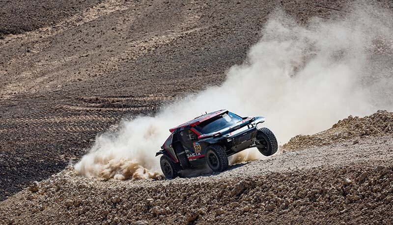 Cristina Gutierrez and Pablo Moreno on their Dacia Sandrider of the Dacia Sandriders during the Stage 9 of the Dakar 2025 on January 14, 2025 between Riyadh and Haradh, Saudi Arabia // DPPI / Red Bull Content Pool // SI202501140560 // Usage for editorial use only //