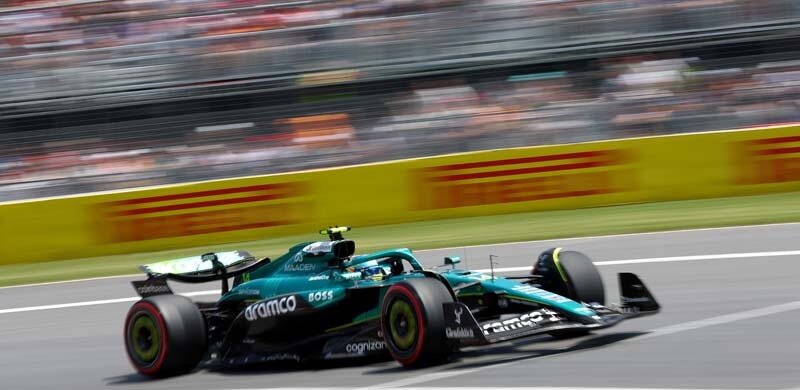 MONTREAL, QUEBEC - JUNE 14: Fernando Alonso of Spain driving the (14) Aston Martin F1 Team AMR25 Mercedes on track during final practice ahead of the F1 Grand Prix of Canada at Circuit Gilles-Villeneuve on June 14, 2025 in Montreal, Quebec. (Photo by Andy Hone/LAT Images)