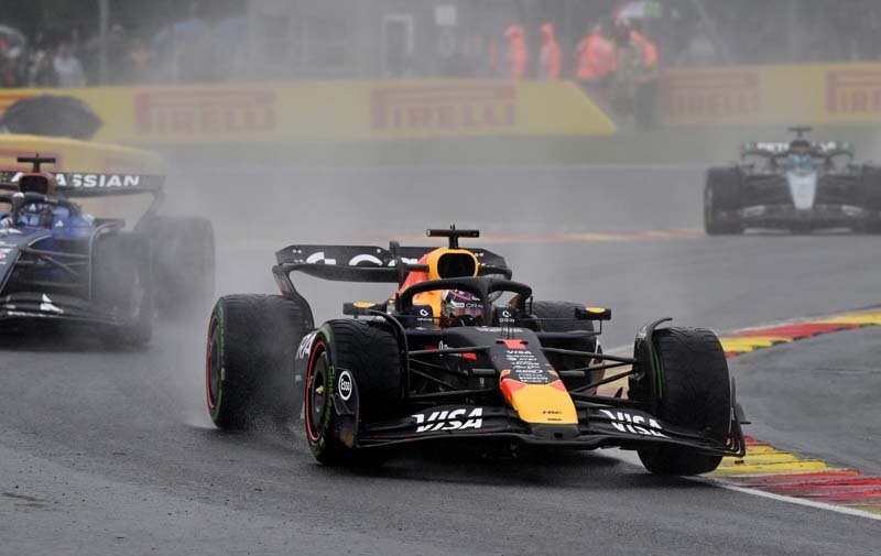 SPA, BELGIUM - JULY 27: Max Verstappen of the Netherlands driving the (1) Oracle Red Bull Racing RB21 on track during the F1 Grand Prix of Belgium at Circuit de Spa-Francorchamps on July 27, 2025 in Spa, Belgium. (Photo by Sam Bagnall/Sutton Images)