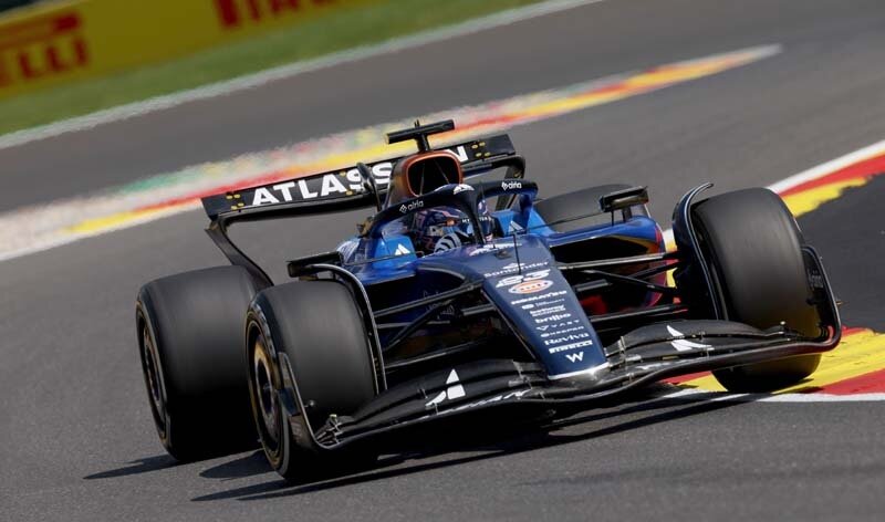 SPA, BELGIUM - JULY 25: Alexander Albon of Thailand driving the (23) Williams FW47 Mercedes on track during practice ahead of the F1 Grand Prix of Belgium at Circuit de Spa-Francorchamps on July 25, 2025 in Spa, Belgium. (Photo by Ryan Pierse/Getty Images)