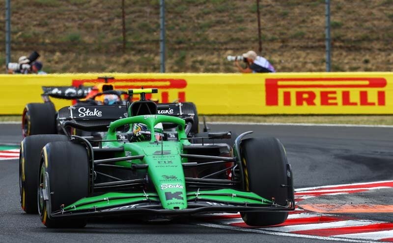 BUDAPEST, HUNGARY - AUGUST 01: Gabriel Bortoleto of Brazil driving the (5) Kick Sauber C45 Ferrari on track during practice ahead of the F1 Grand Prix of Hungary at Hungaroring on August 01, 2025 in Budapest, Hungary. (Photo by Joe Portlock/Getty Images)