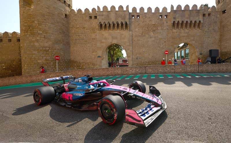 BAKU, AZERBAIJAN - SEPTEMBER 19: Pierre Gasly of France driving the (10) Alpine F1 A525 Renault on track during practice ahead of the F1 Grand Prix of Azerbaijan at Baku City Circuit on September 19, 2025 in Baku, Azerbaijan. (Photo by Joe Portlock/Getty Images)