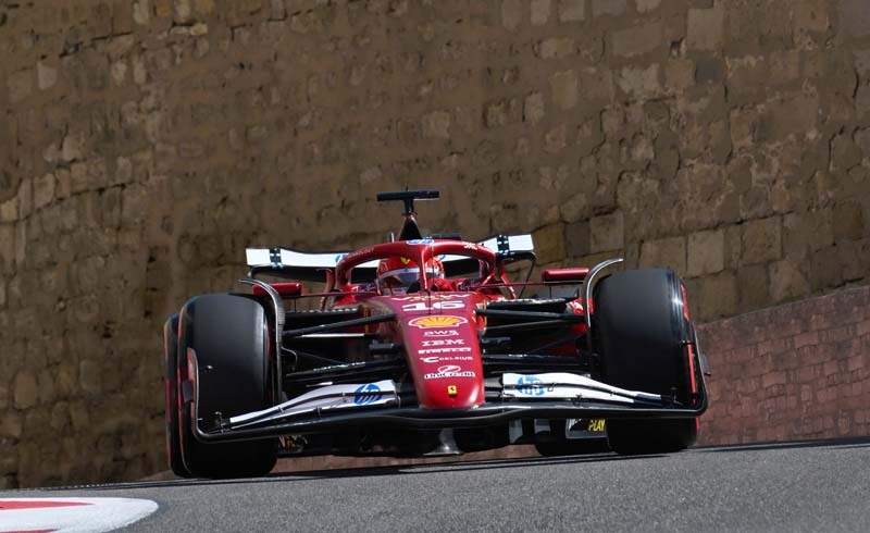 BAKU, AZERBAIJAN - SEPTEMBER 20: Charles Leclerc of Monaco driving the (16) Scuderia Ferrari SF-25 on track during final practice ahead of the F1 Grand Prix of Azerbaijan at Baku City Circuit on September 20, 2025 in Baku, Azerbaijan. (Photo by Rudy Carezzevoli/Getty Images)