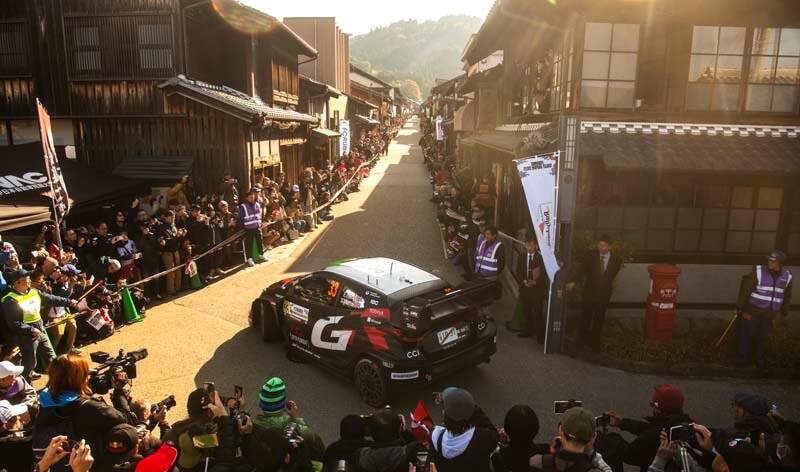 Elfyn Evans (GB) Scott Martin (GB) Of team TOYOTA GAZOO RACING WRT are seen at roadsection during the  World Rally Championship Japan in Toyota City, Japan on  8,November, 2025