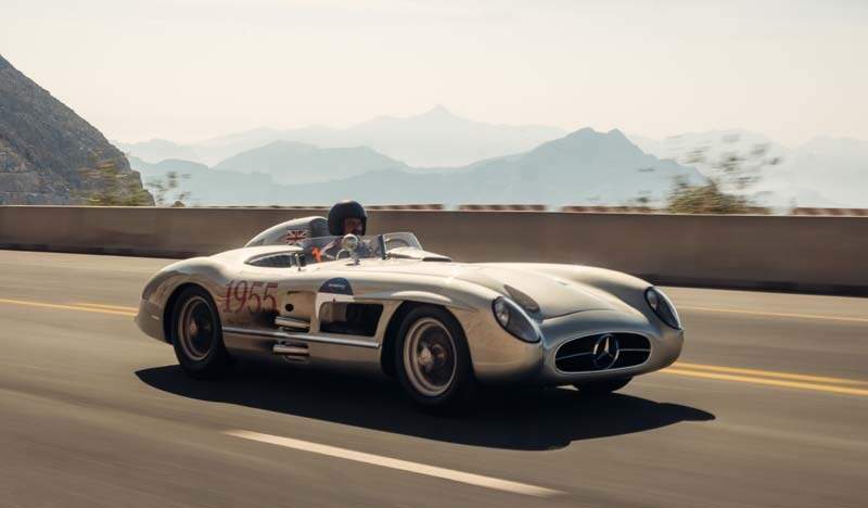 Unterwegs in einer außergewöhnlichen Landschaft: Mercedes-Benz 300 SLR (W 196 S) rund um die 1000 Miglia Experience UAE 2025. 

On the road in an extraordinary landscape: Mercedes-Benz 300 SLR (W 196 S) around the 1000 Miglia Experience UAE 2025.