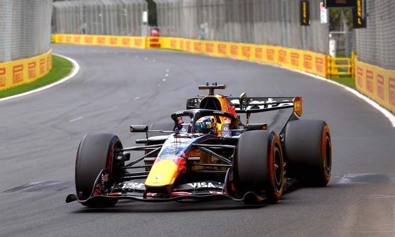 MELBOURNE, AUSTRALIA - MARCH 08: Max Verstappen of the Netherlands driving the (3) Oracle Red Bull Racing RB22 Red Bull Ford on a reconnaissance lap prior to the F1 Grand Prix of Australia at Albert Park Grand Prix Circuit on March 08, 2026 in Melbourne, Australia. (Photo by Joe Portlock/Getty Images)